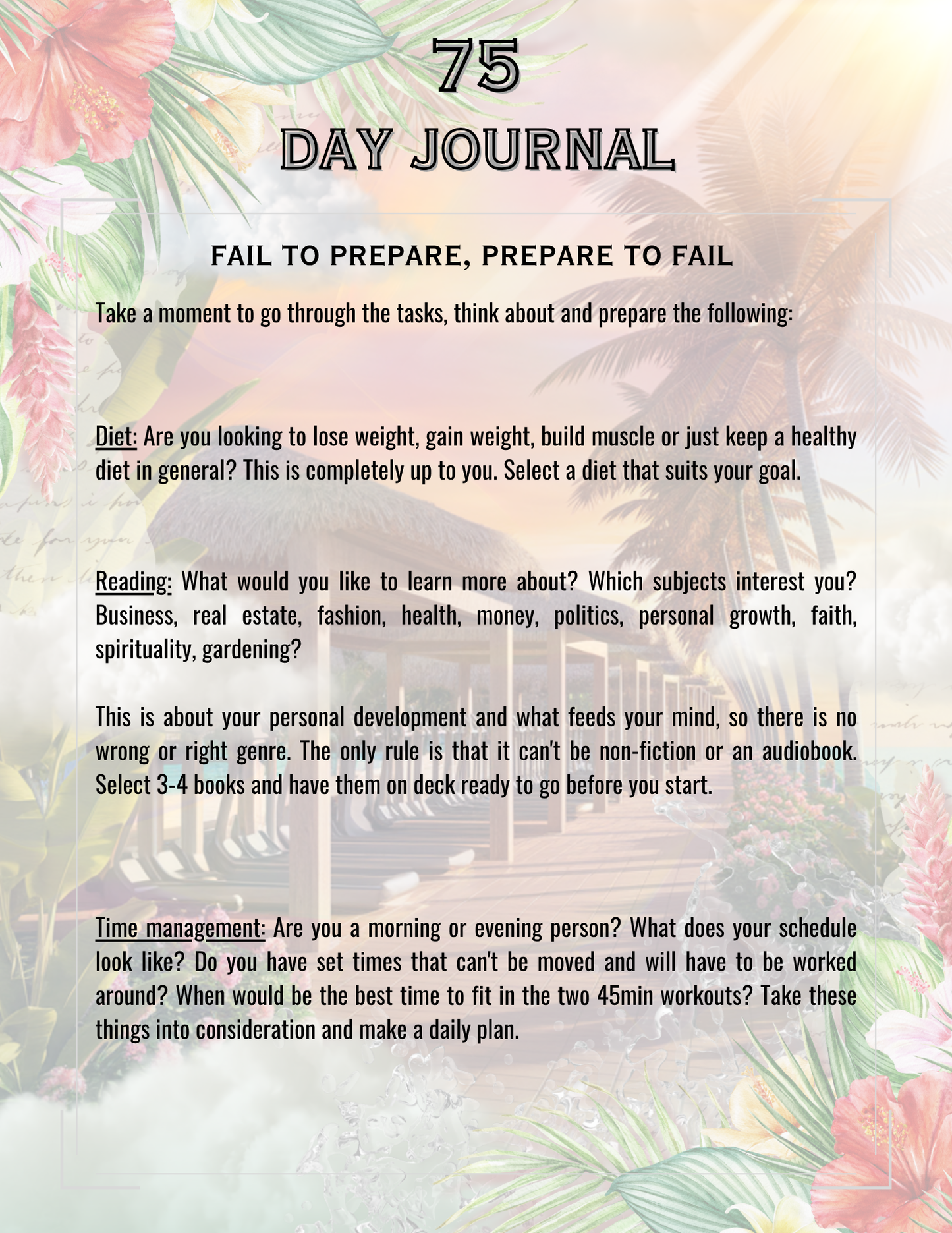 75 Day Challenge Journal (PLR)