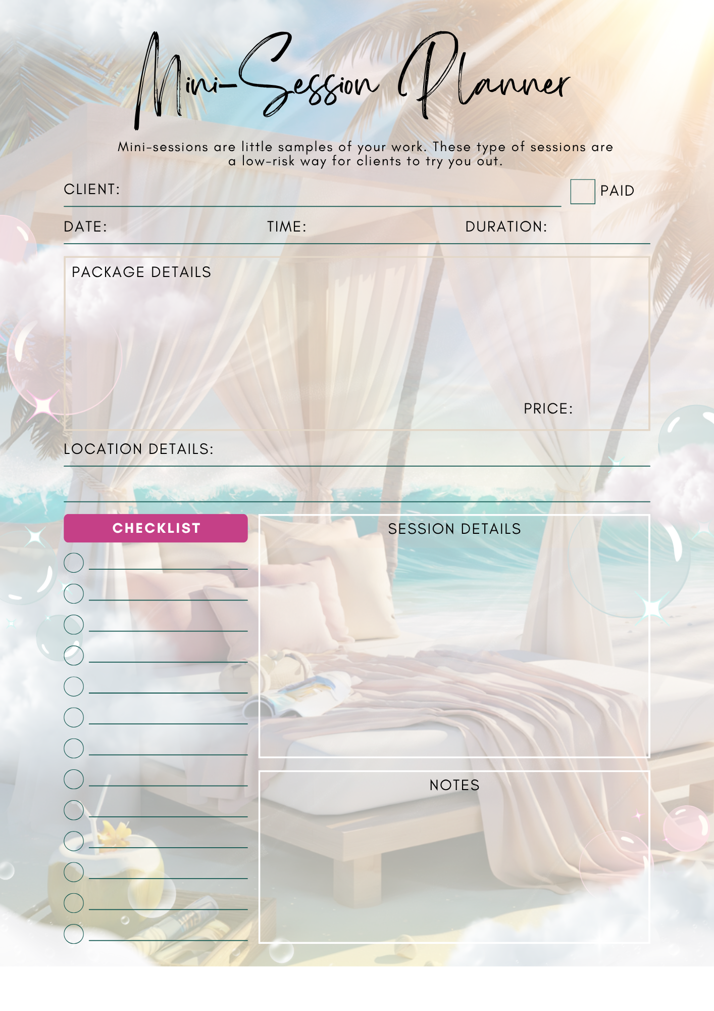 Photography Planner (PLR)